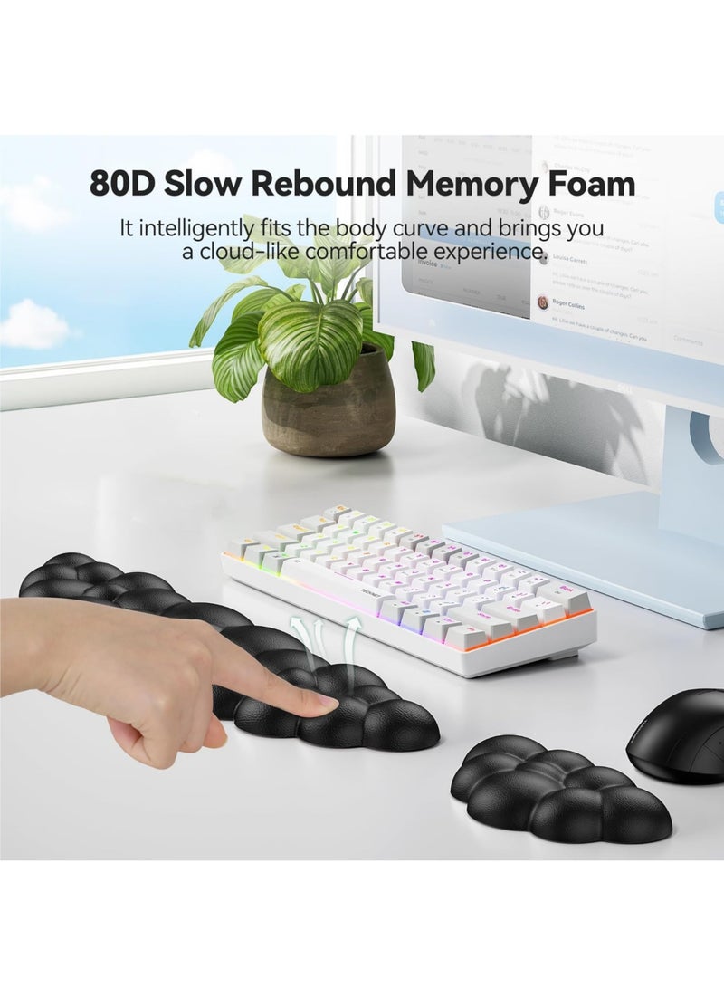 Rock Pow Keyboard Wrist Rest Set Cute Cloud Shape Wrist Rest Support for Mouse Keyboard Computer Elbow Pad Arm Rest Mouse Wrist Cushion Ergonomic Design for Typing Comfortably - Image 3