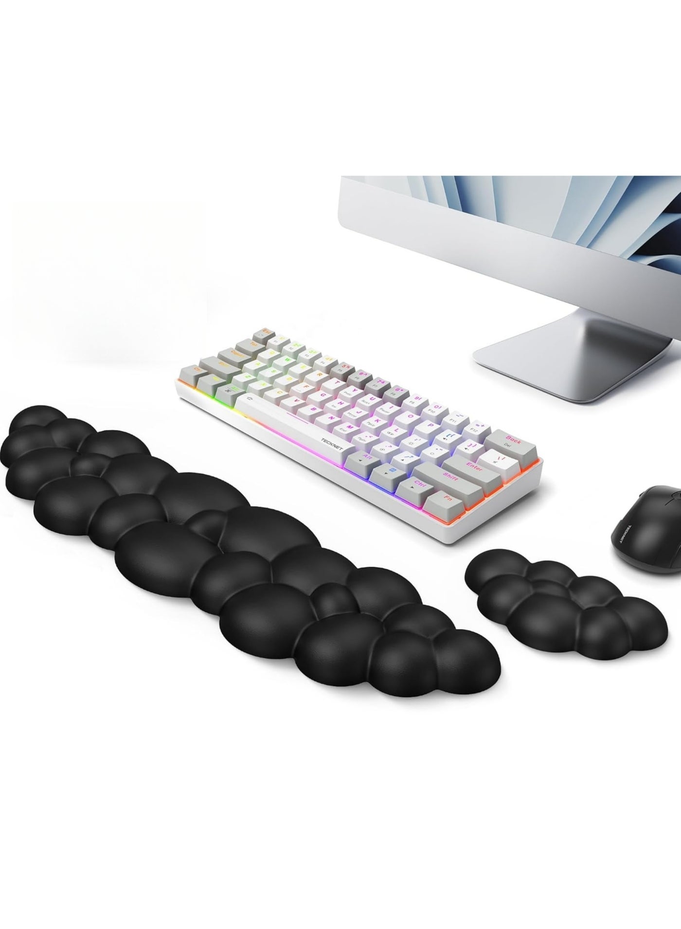 Rock Pow Keyboard Wrist Rest Set Cute Cloud Shape Wrist Rest Support for Mouse Keyboard Computer Elbow Pad Arm Rest Mouse Wrist Cushion Ergonomic Design for Typing Comfortably