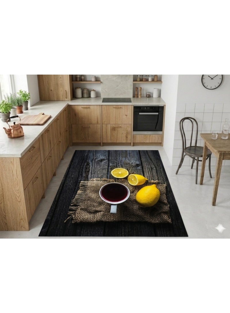 مشاية مطبخ ثلاثية الأبعاد (3D) بتصميم ريفي دافئ - مقاس 120×180 سم - ظهر مانع للانزلاق - قابلة للغسيل - Image 2