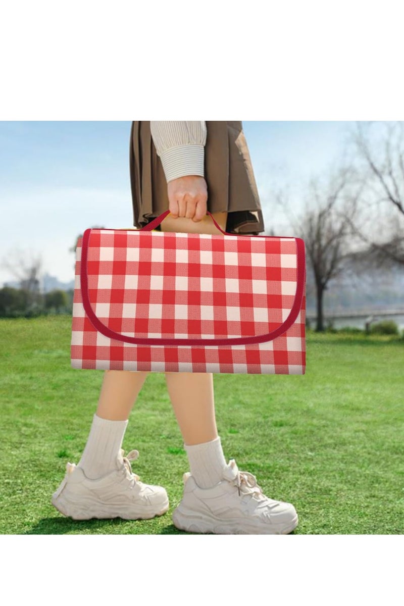 ساكن بطانية نزهة كبيرة للشاطئ مقاومة للماء والرمل، بطانية خارجية قابلة للطي، حصيرة شاطئ خالية من الرمل مع حزام حمل، سجادة شاطئ خفيفة الوزن تناسب 2 الى 4 بالغين للشاطئ والعشب والحديقة - Image 4