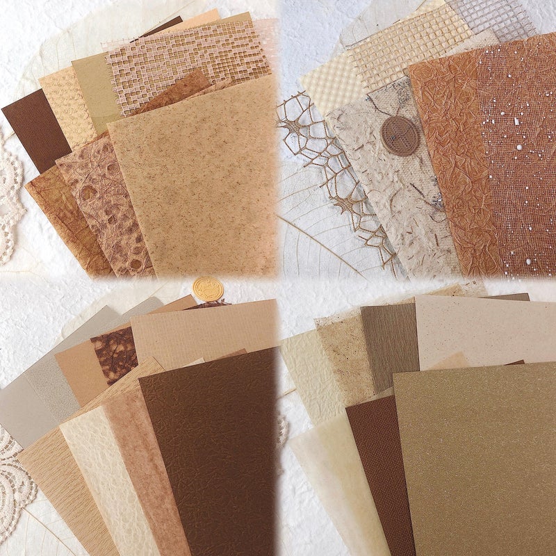 Aromoty 30Pcs Unique Handmade Textured Scrapbook Paper&Mesh Fabric set - A5 sheet Craft Mulberry Special Rice Paper Mix for Scrapbooking Junk Journaling Supplies Card Collage DIY Materials, 5.8x8.2 inches - Image 3