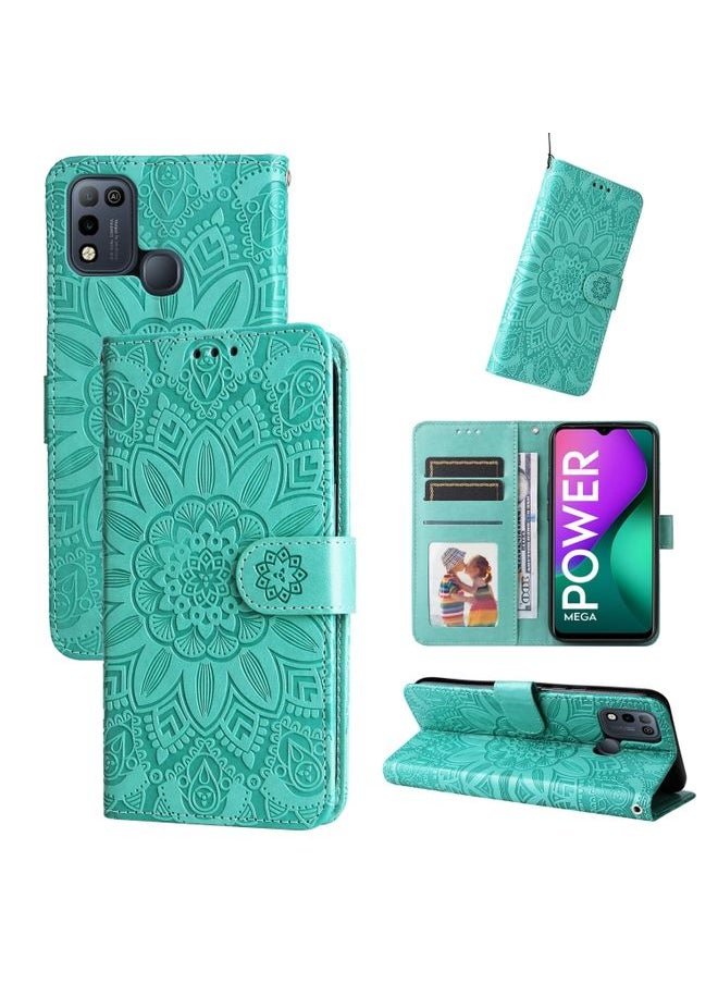 HuHa - Case Cover For For Infinix Smart 5 Embossed Sunflower Leather Phone Case(Green) - Image 1