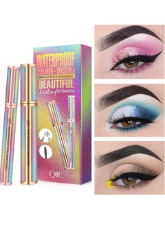 QIC 2 in 1 Eyeliner and Mascara Set Black Liquid Eyeliner Pencil Waterproof Mascara Black Volume and Length Long Lasting Lengthening No Blooming Eyes Makeup Kit  - Image 1