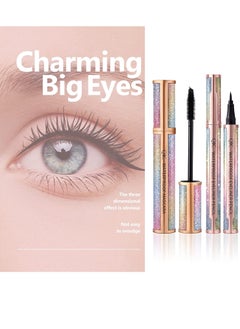 QIC 2 in 1 Eyeliner and Mascara Set Black Liquid Eyeliner Pencil Waterproof Mascara Black Volume and Length Long Lasting Lengthening No Blooming Eyes Makeup Kit  - Image 2