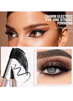 QIC 2 in 1 Eyeliner and Mascara Set Black Liquid Eyeliner Pencil Waterproof Mascara Black Volume and Length Long Lasting Lengthening No Blooming Eyes Makeup Kit  - Image 4