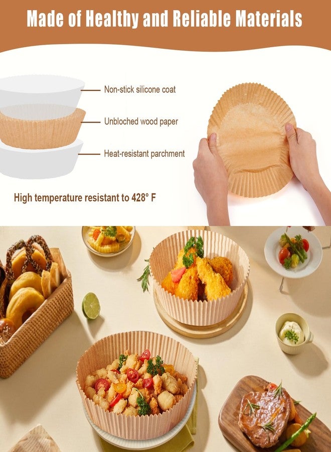 Fondpen Air Fryer Paper Liners, 100PCS Non-Stick Air Fryer Liners Parchment Paper, 6.3 Inch Air Fryer Liners Disposable, Round Airfryer Liners for 2-5QT Air Fryer Baking Roasting Microwave - Image 3