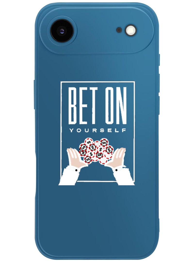 Theodor Protective Slim Fit Case Liquid Silicone Cover with Full Body Protection Anti-Scratch Shockproof Case For Apple iPhone 17 Air (Blue) Bet on yourself - White - Image 1