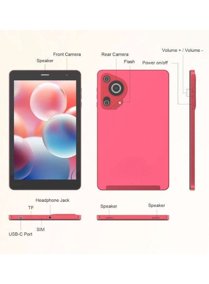 REBENUO CM828 8 inch Tablet, Android 14 Tablet with SIM Card Slot and Wifi 8GB RAM,512GB ROM Storage Dual 5MP+8MP Camera HD IPS Display (Red) - Image 2