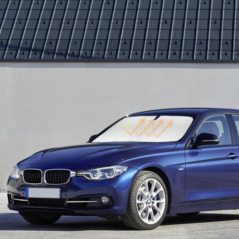 غطاء شمسية الزجاج الأمامي SLOGENTO لسيارة BMW 20132018 3 SeriesF30F31F80M3 درع الشمس ذو طبقتين واقي الشمس لسيارة BMW 328i 335i 320i 330i 325i حجب الأشعة فوق البنفسجية ملحقات السيارة
