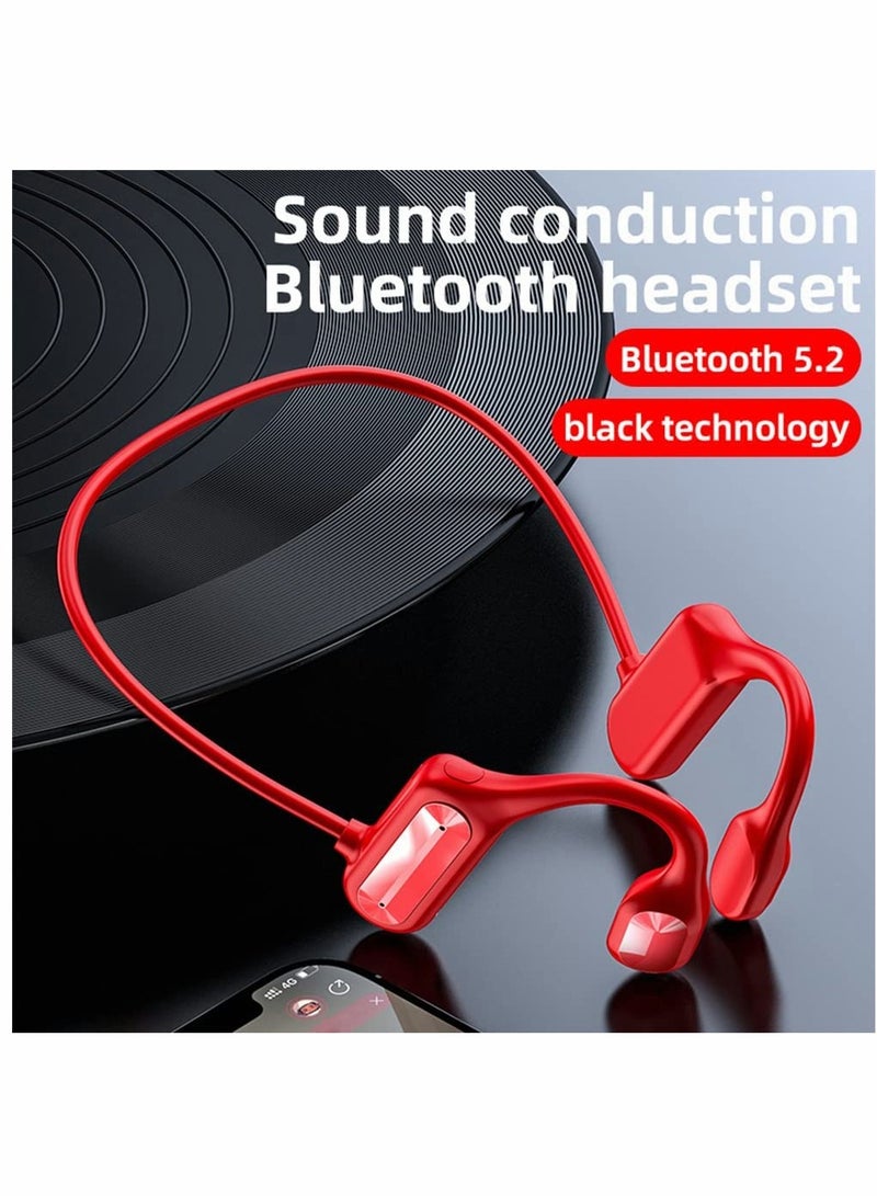 KASTWAVE Bone Conduction Headphones Bluetooth Red Wireless Earphones Sports Headphones with Mic Waterproof Headset with Noise Canceling Microphone for Running Workout Driving Office Home Online Learning - Image 3