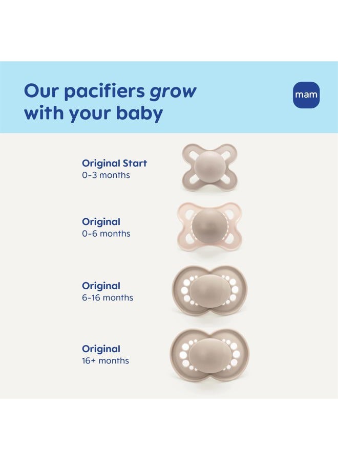 MAM لهايات مات الأصلية للأطفال، مناسبة من 0-3 أشهر، سيليكون خالي من BPA، سهلة التنظيف، الأفضل للمواليد الجدد، تم تطويرها مع خبراء طبيين، عبوة تحتوي على 2 لهاية مع علبة تعقيم - Image 5