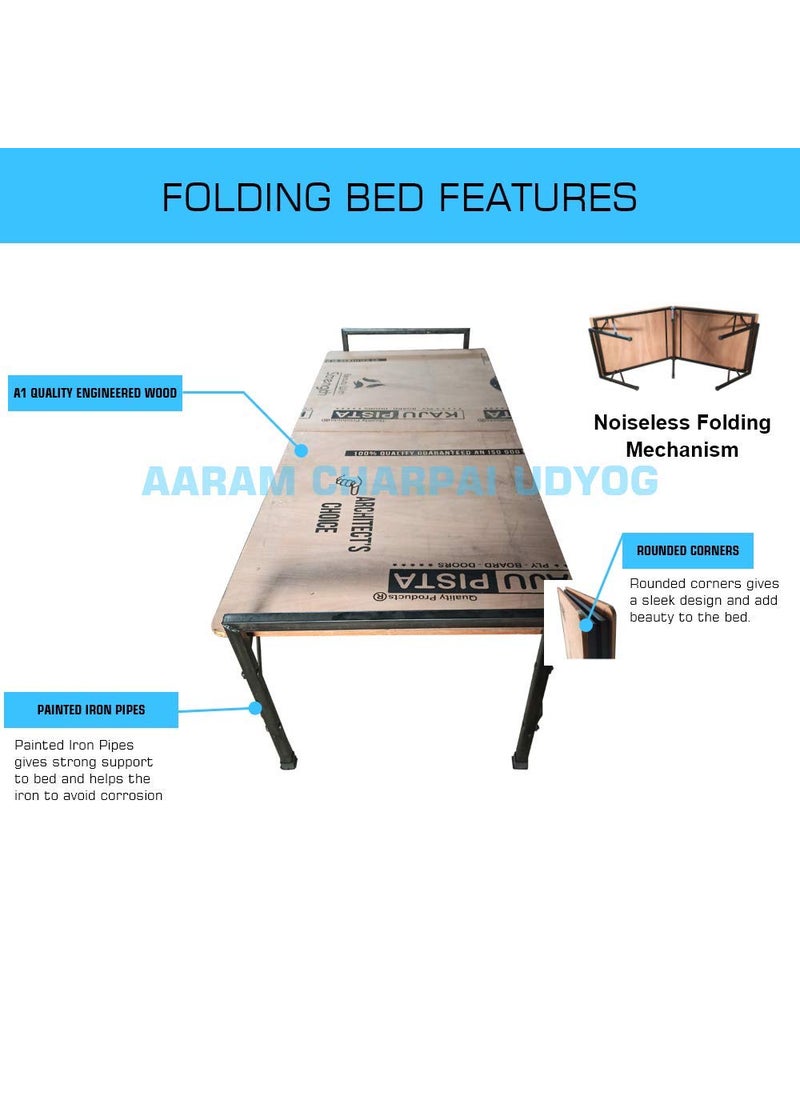 AARAM CHARPAI UDYOG AARAM CHARPAI UDYOG Iron Folding Single Bed Engineered Wood IRON_Brown  - Image 3
