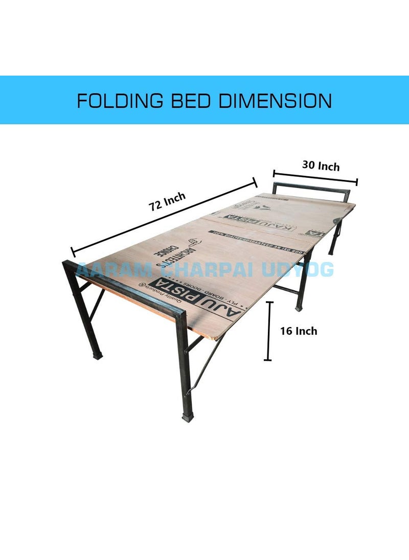 AARAM CHARPAI UDYOG AARAM CHARPAI UDYOG Iron Folding Single Bed Engineered Wood IRON_Brown  - Image 2