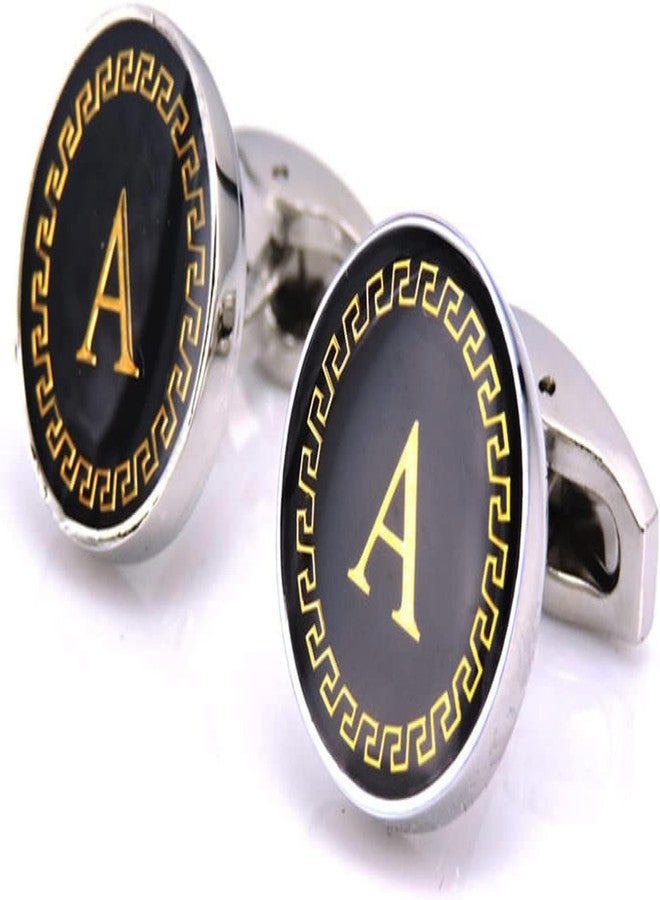 AMAAL Cufflinks for Men Boys Cuff links Formal Stainless Steel Cufflink For Men Alphabet Letters A Birthday Gift Anniversary Husband Cuff Links Cufflinks Set Mens Boys Man Boy Valentine Gifts -A06 - Image 1