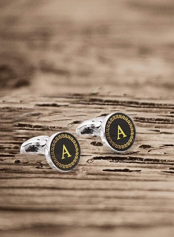 AMAAL Cufflinks for Men Boys Cuff links Formal Stainless Steel Cufflink For Men Alphabet Letters A Birthday Gift Anniversary Husband Cuff Links Cufflinks Set Mens Boys Man Boy Valentine Gifts -A06 - Image 4