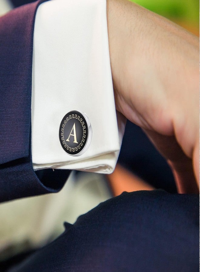 AMAAL Cufflinks for Men Boys Cuff links Formal Stainless Steel Cufflink For Men Alphabet Letters A Birthday Gift Anniversary Husband Cuff Links Cufflinks Set Mens Boys Man Boy Valentine Gifts -A06 - Image 3