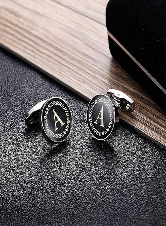 AMAAL Cufflinks for Men Boys Cuff links Formal Stainless Steel Cufflink For Men Alphabet Letters A Birthday Gift Anniversary Husband Cuff Links Cufflinks Set Mens Boys Man Boy Valentine Gifts -A06 - Image 5