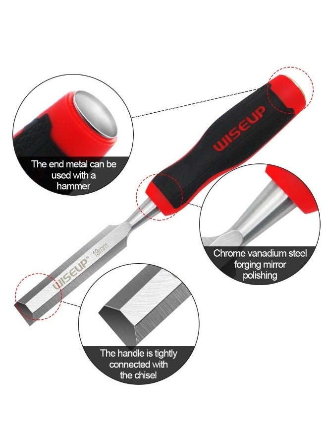 WISEUP 4 PCS Wood Carving Chisel Set for Carving Wood Carpentry Professional Woodworking Chisel Steel Striking Cap Woodcut Mortise Sculpted Tool - Image 4