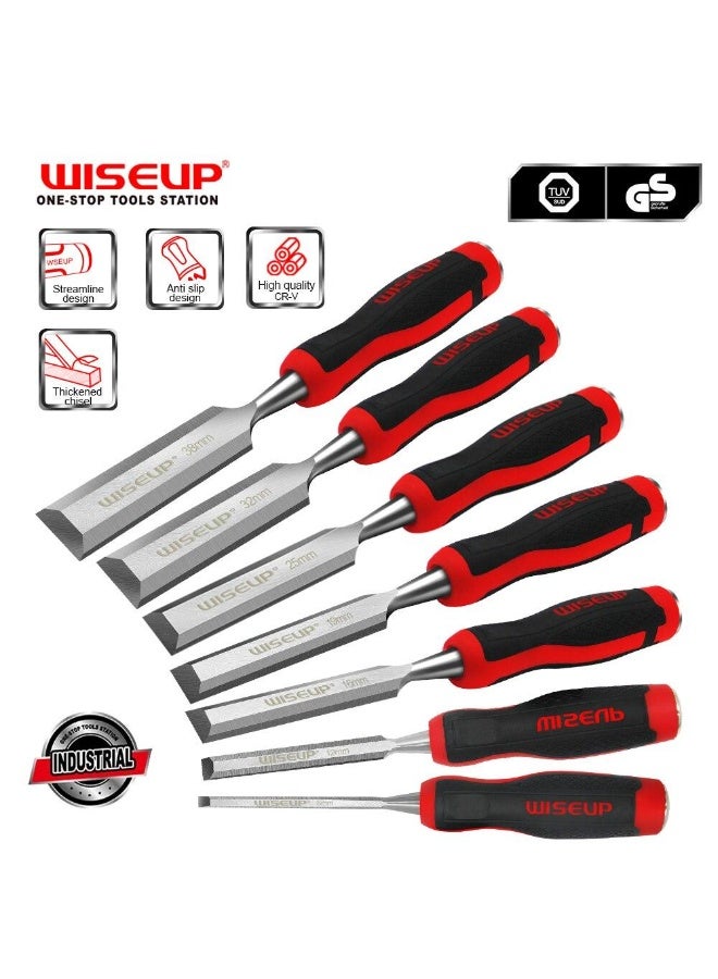 WISEUP 4 PCS Wood Carving Chisel Set for Carving Wood Carpentry Professional Woodworking Chisel Steel Striking Cap Woodcut Mortise Sculpted Tool - Image 2