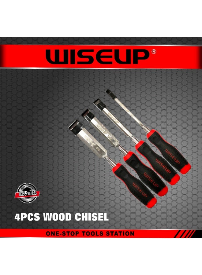 WISEUP 4 PCS Wood Carving Chisel Set for Carving Wood Carpentry Professional Woodworking Chisel Steel Striking Cap Woodcut Mortise Sculpted Tool - Image 5