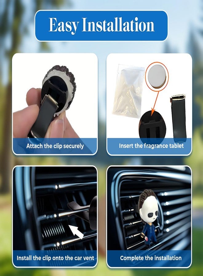 GENANY 3D 2pcs Resin Movie Character Car Air Freshener Vent Clips, Spooky Car Fresheners, Gothic Air Freshener Car, Christmas Horror Gifts for Women and Men, Scary Car Decorations - Image 5