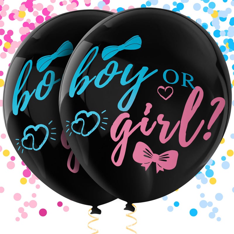 Wsaeig Gender Reveal Balloon Pop 36 Inch Baby Gender Reveal Balloons With Confetti2 Pcs Boy or Girl Balloon Gender Reveal Black LargeBig Balloon Gender Reveal Ideas - Image 2