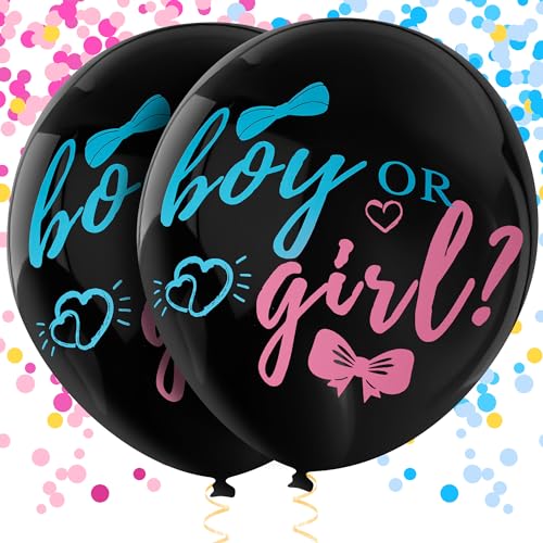 Wsaeig Gender Reveal Balloon Pop 36 Inch Baby Gender Reveal Balloons With Confetti2 Pcs Boy or Girl Balloon Gender Reveal Black LargeBig Balloon Gender Reveal Ideas - Image 1