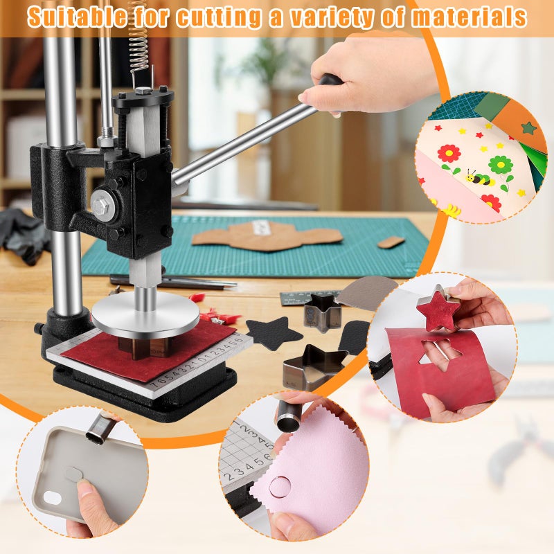 HONGYMA Leather Press Hole Puncher Leather Cutting Machine Hand Punching Machine for DIY Craft Punching Holes Cutting, Forming Pressing,Install Rivets and Snap Buttons - Image 4