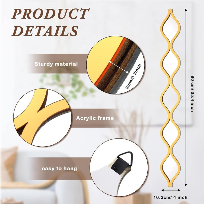 Yulejo ديكور جدار مرآة على شكل قطرة ماء من يوليجو 3 قطع - Image 2