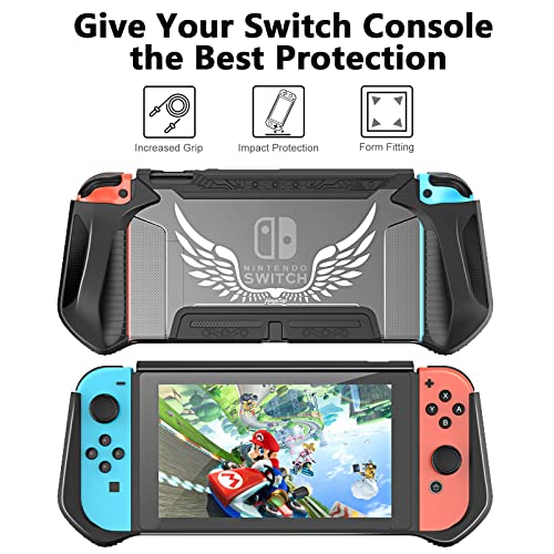 HEYSTOP Switch Accessories Bundle 12 in 1 Compatible with Nintendo Switch, Gift Kit with Carrying Case, Protective Case Cover, Screen Protector, PlayStand, Joycon Grip & More (Black) - Image 5