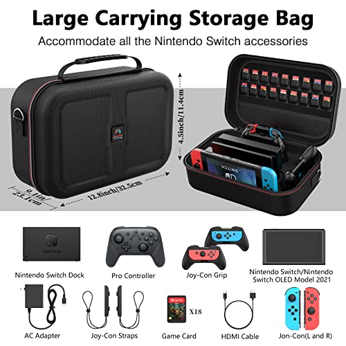 HEYSTOP Switch Accessories Bundle 12 in 1 Compatible with Nintendo Switch, Gift Kit with Carrying Case, Protective Case Cover, Screen Protector, PlayStand, Joycon Grip & More (Black) - Image 3