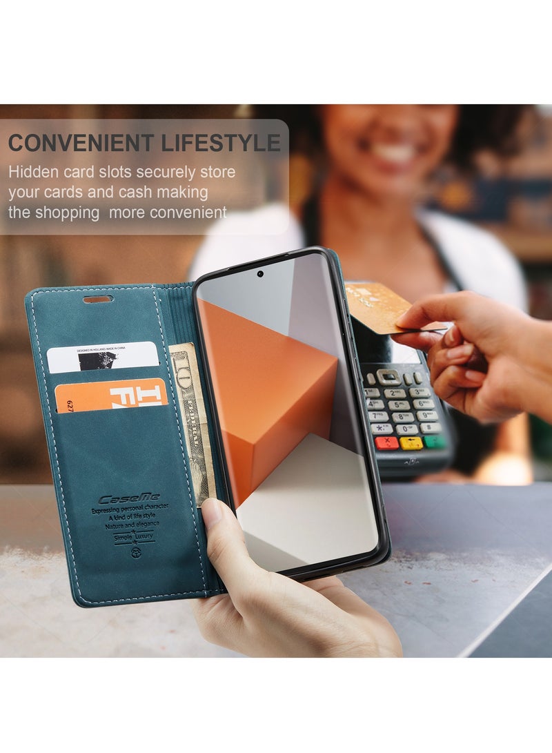 CaseMe For Xiaomi Redmi Note 13 Pro Plus Cover, Soft PU Leather Shockproof Mobile Phone Wallet Case, Full Body Protective Flip Cover Magnetic Adsorption Back Cover - Image 5