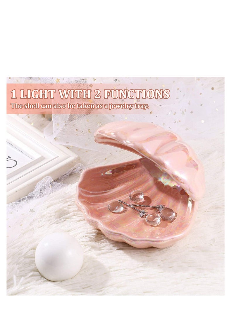 Captaintech Shell Pearl Light LED Accent Lamp Portable Night Light Pearl in Shell Desktop Ornament Home Decor for Bedroom Living Room Graceful Light Pink - Image 2