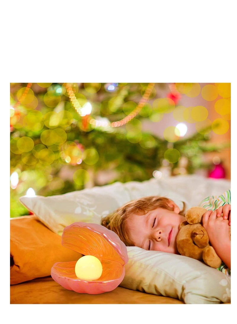 Captaintech Shell Pearl Light LED Accent Lamp Portable Night Light Pearl in Shell Desktop Ornament Home Decor for Bedroom Living Room Graceful Light Pink - Image 3