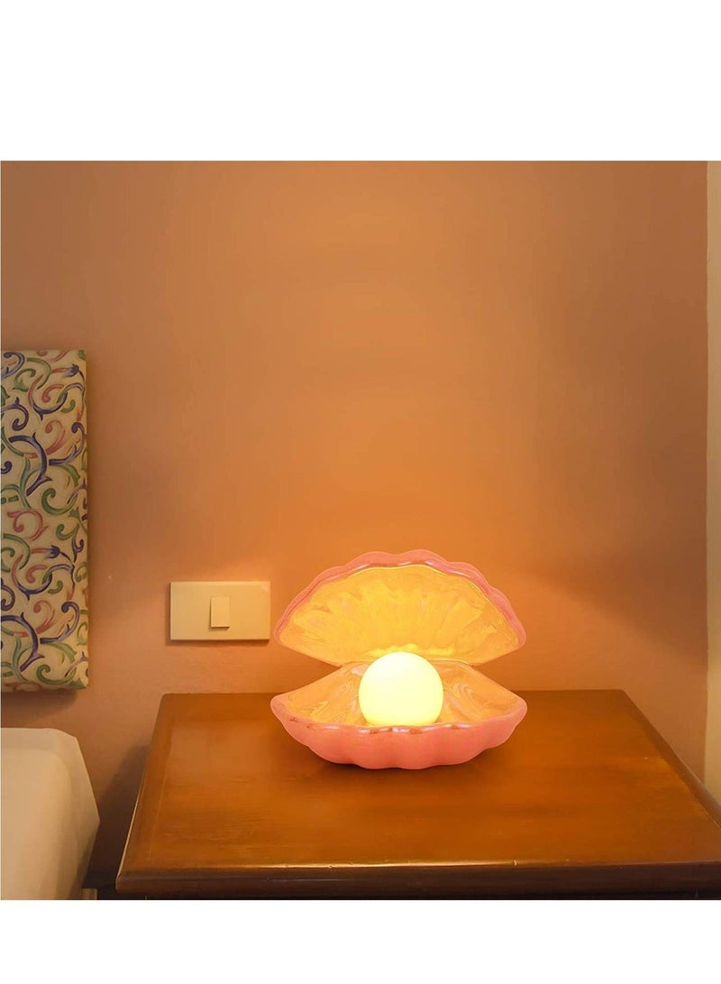 Captaintech Shell Pearl Light LED Accent Lamp Portable Night Light Pearl in Shell Desktop Ornament Home Decor for Bedroom Living Room Graceful Light Pink - Image 4