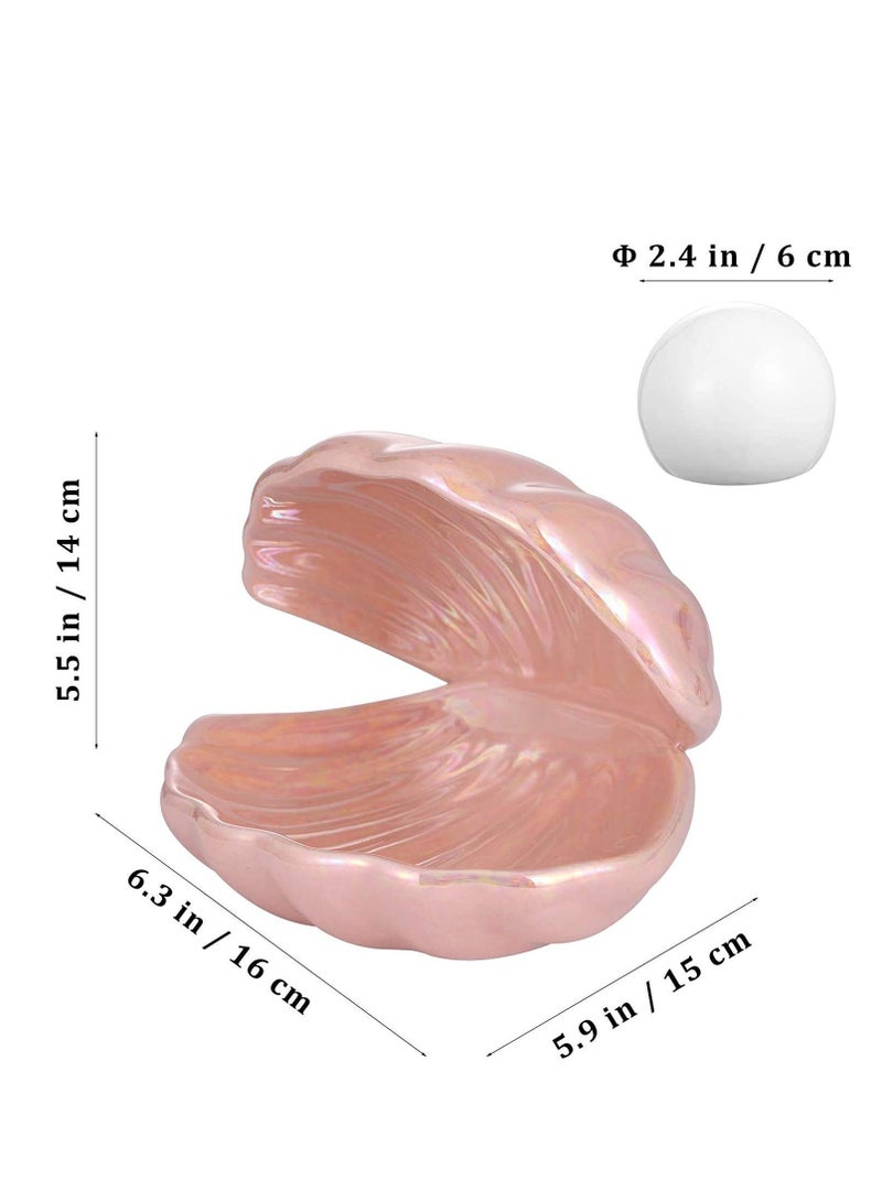 Captaintech Shell Pearl Light LED Accent Lamp Portable Night Light Pearl in Shell Desktop Ornament Home Decor for Bedroom Living Room Graceful Light Pink - Image 5