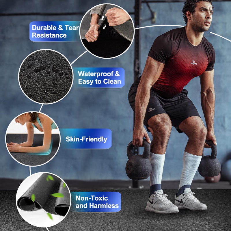 BesWin Large Exercise Mat 8' x 4'(6mm), Extra Thick Workout Mats for Home Gym Flooring, High Density Non-Slip Gym Mats Fitness Mat for Cardio, Weights, Jump Rope, Fitness - Use With or Without Shoes - Image 2