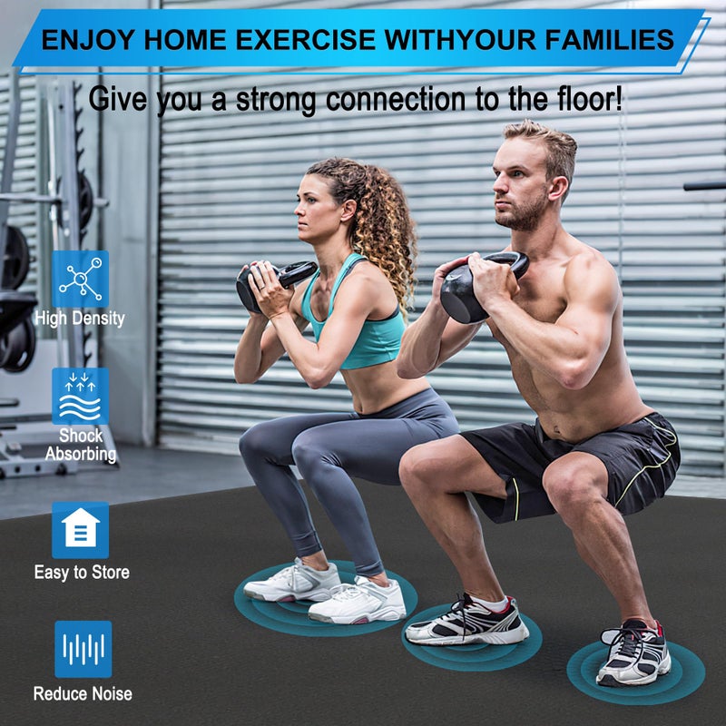 BesWin Large Exercise Mat 8' x 4'(6mm), Extra Thick Workout Mats for Home Gym Flooring, High Density Non-Slip Gym Mats Fitness Mat for Cardio, Weights, Jump Rope, Fitness - Use With or Without Shoes - Image 5