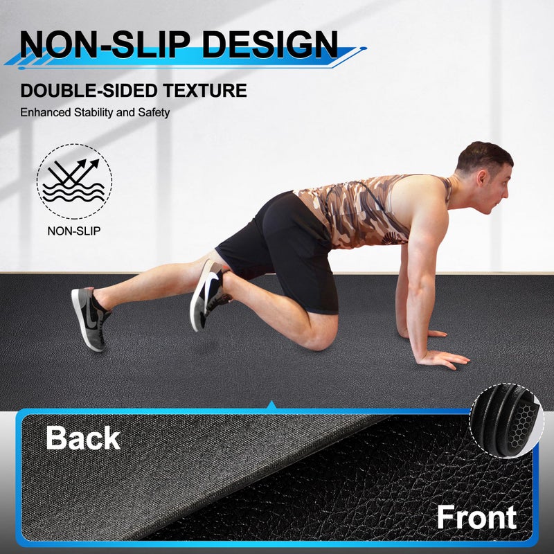 BesWin Large Exercise Mat 8' x 4'(6mm), Extra Thick Workout Mats for Home Gym Flooring, High Density Non-Slip Gym Mats Fitness Mat for Cardio, Weights, Jump Rope, Fitness - Use With or Without Shoes - Image 4