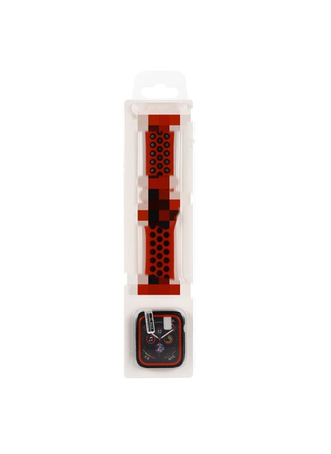 Suitable For Apple Nike Two-color Silicone Watch Band Set For Apple Watch7/SE/6/5/4321 Sport-Color:Red And Black-Exterior Dimension:42mm