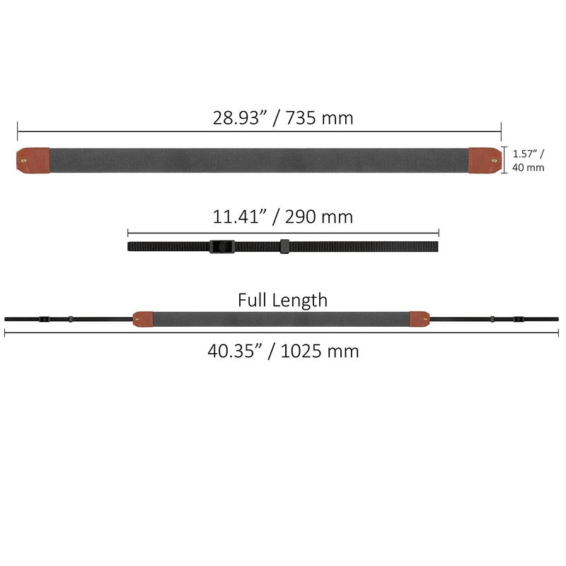 MegaGear Genuine Leather Camera Strap - Adjustable Shoulder Neck Strap for DSLR SLR Cameras - Durable, Secure, Universal - Black - Image 3