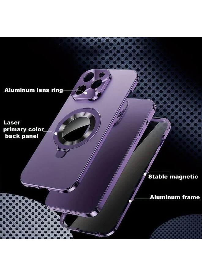 غلاف هاتف مغناطيسي ذهبي شفاف مع حامل خاص بآيفون 14 برو ماكس للحفاظ على الخصوصية - Image 4