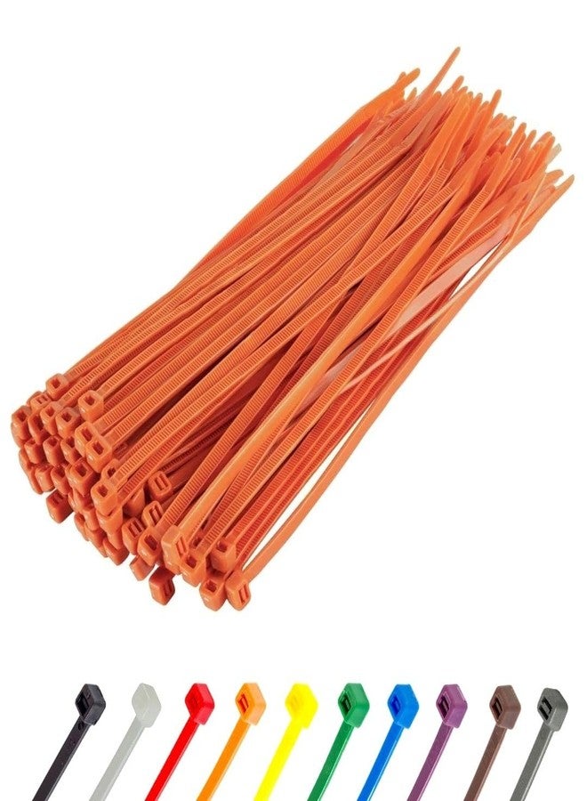 GTSE 8 Inch Orange Zip Ties, 100 Pack, 18lb Strength, UV Resistant Strong Nylon Cable Ties, Self-Locking 8" Tie Wraps - Image 1