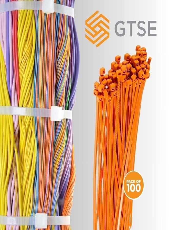 GTSE 8 Inch Orange Zip Ties, 100 Pack, 18lb Strength, UV Resistant Strong Nylon Cable Ties, Self-Locking 8" Tie Wraps - Image 4