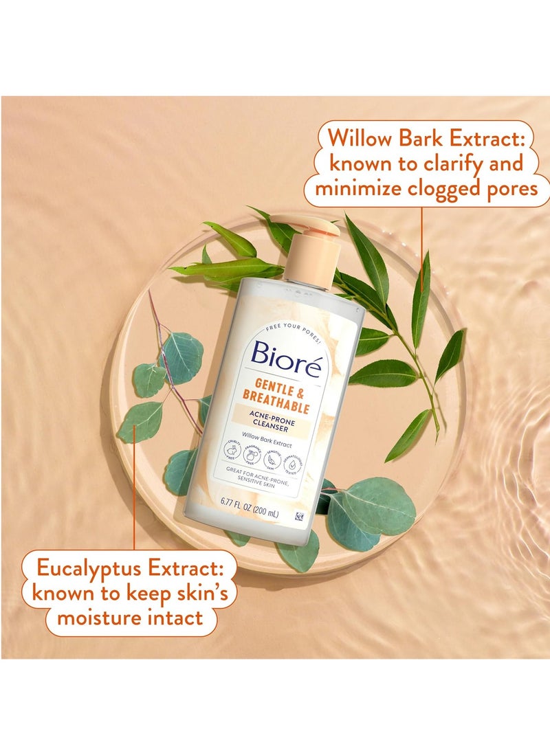 Biore Biore Gentle & Breathable Acne Face Wash, Gentle Face Cleanser for Sensitive and Acne Prone Skin, Infused with Willow Bark Extract to Clarify Skin, Fragrance Free, 6.77 Oz , Pack of 3  - Image 3