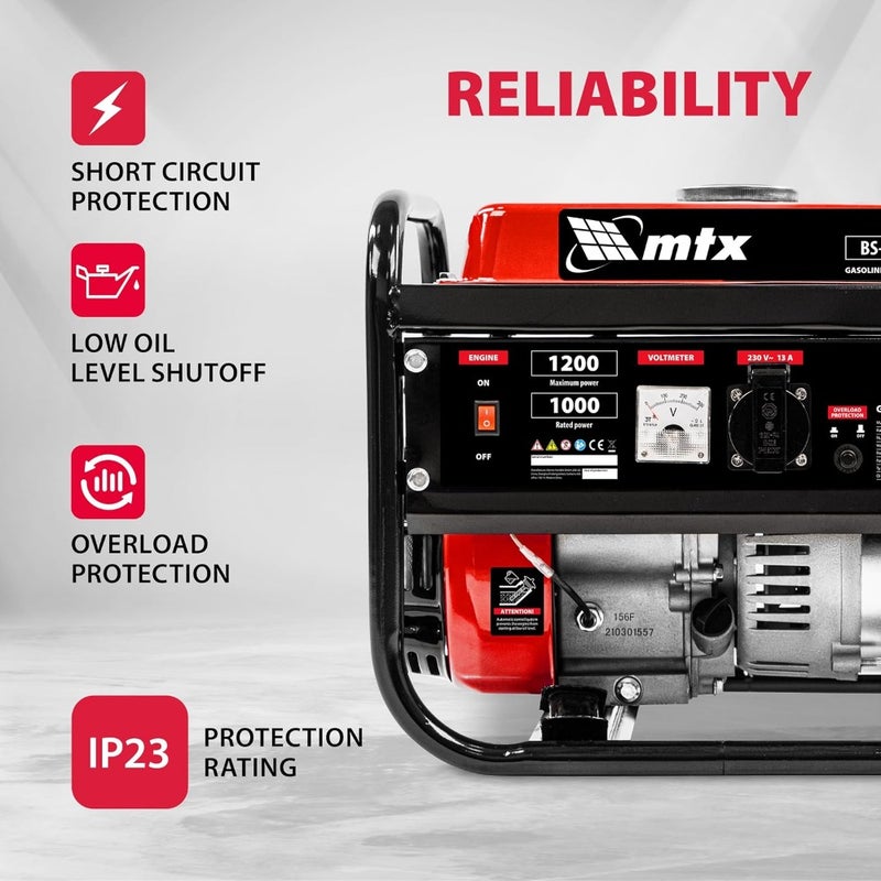 BS-1200 Gasoline Generator 1 kW Power Station, 1.2 kVA Max Output, 230 V, 5.5 L Tank, Manual Start - Image 5