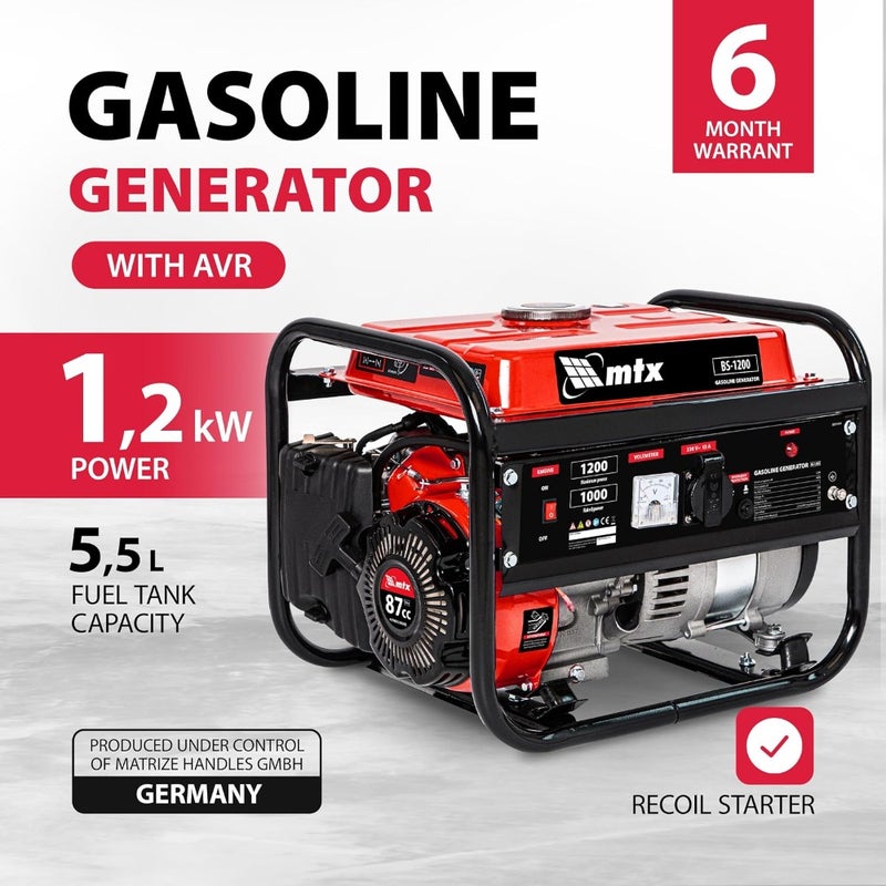 BS-1200 Gasoline Generator 1 kW Power Station, 1.2 kVA Max Output, 230 V, 5.5 L Tank, Manual Start - Image 2
