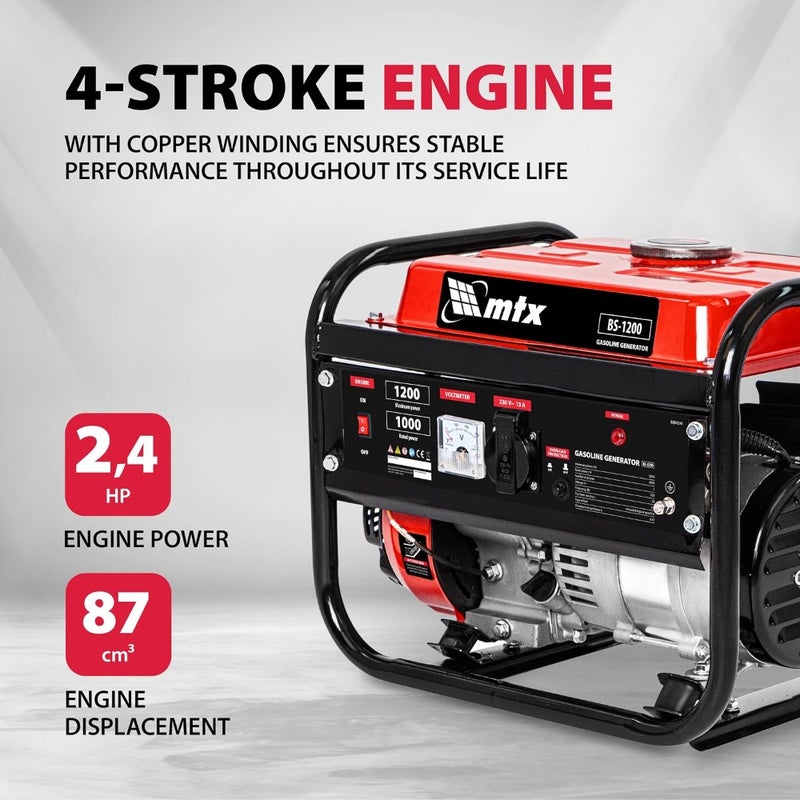 BS-1200 Gasoline Generator 1 kW Power Station, 1.2 kVA Max Output, 230 V, 5.5 L Tank, Manual Start - Image 3