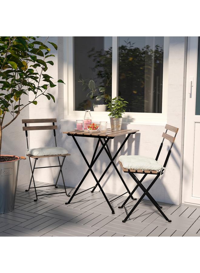 Generic Table+2 chairs, outdoor, black/light brown stained  - Image 3