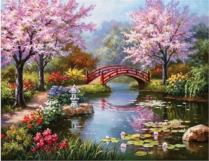 5D MOON DIAMOND LION RIVER BRIDGE PAINTING KITDRILL RHINESTONE EMBROIDERY CROSS STITCH ART KIT WALL HANGINGS NIGHT SCENE FOR HOME WALL DECOR ARTS CRAFT PACK OF 1 MULTICOLOR